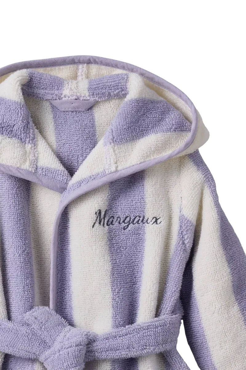 Kids Striped Purple Bathrobe (2–4 Years) | Hooded & Cozy