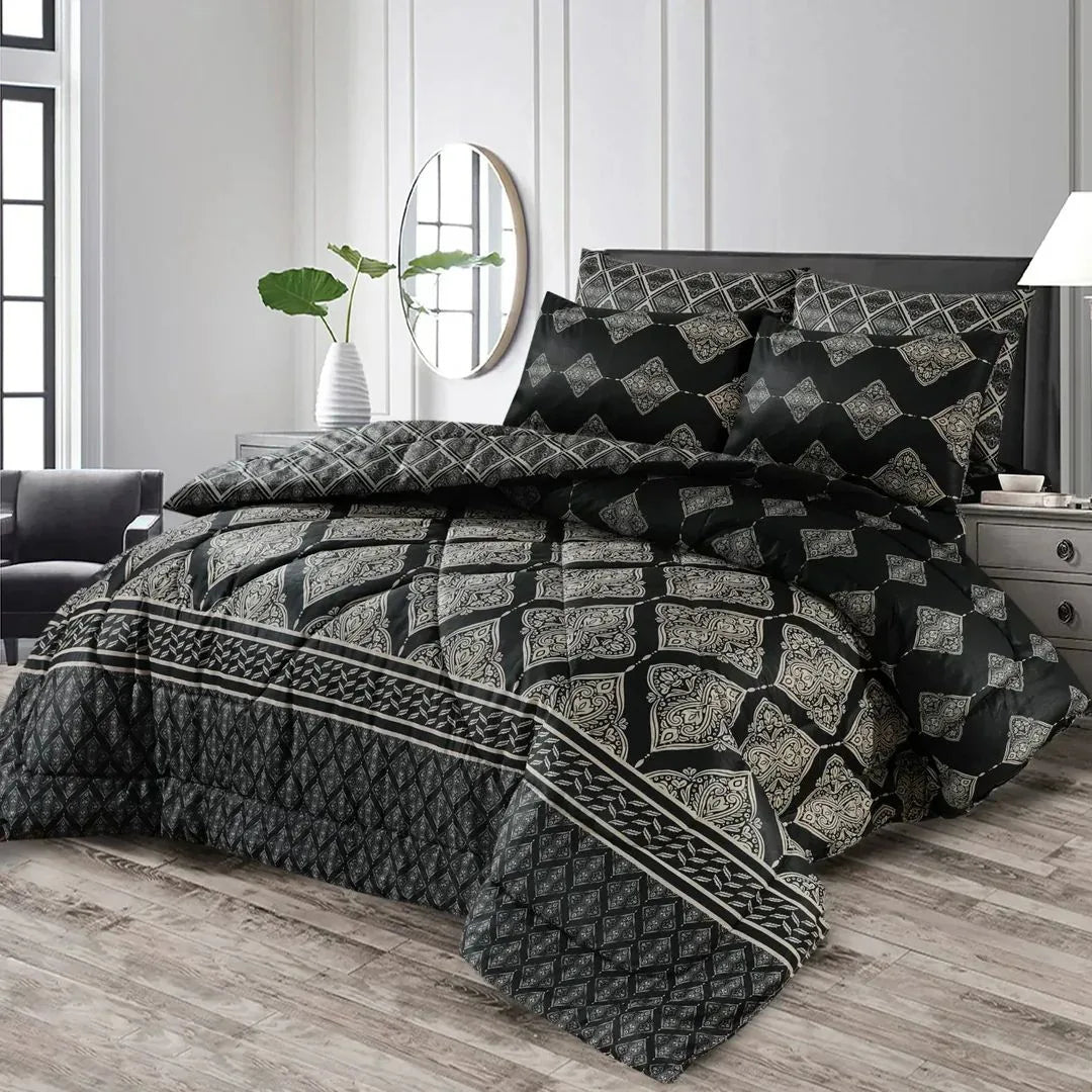 Signature Black Taj Cotton Comforter Set – 7 Pieces