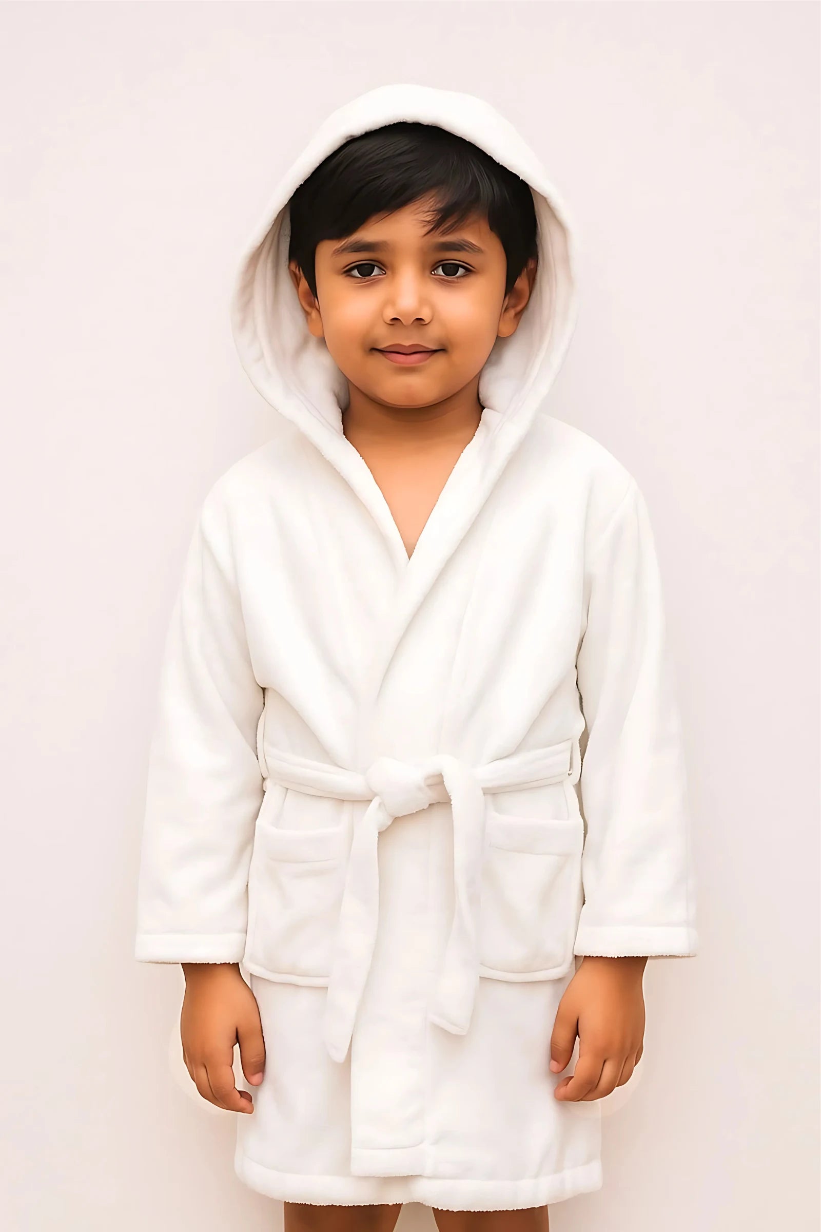 Kids Cotton Velvet Bathrobes (Pure white)