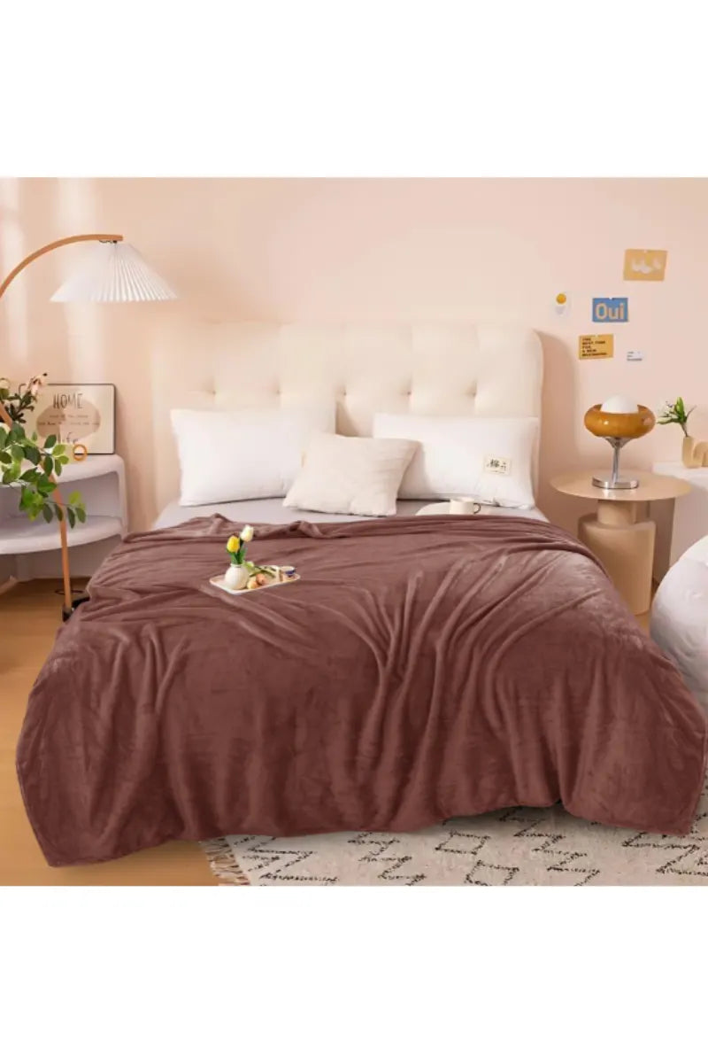 Elegant Embossed Blanket | Luxury Coral AC Fleece (Brown)