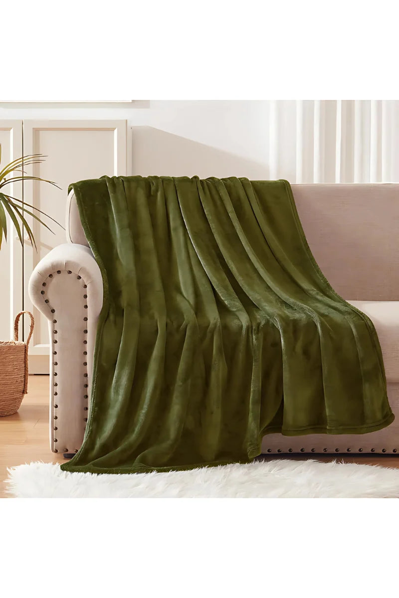 Luxury Soft Fleece AC Blanket (Olive Green)
