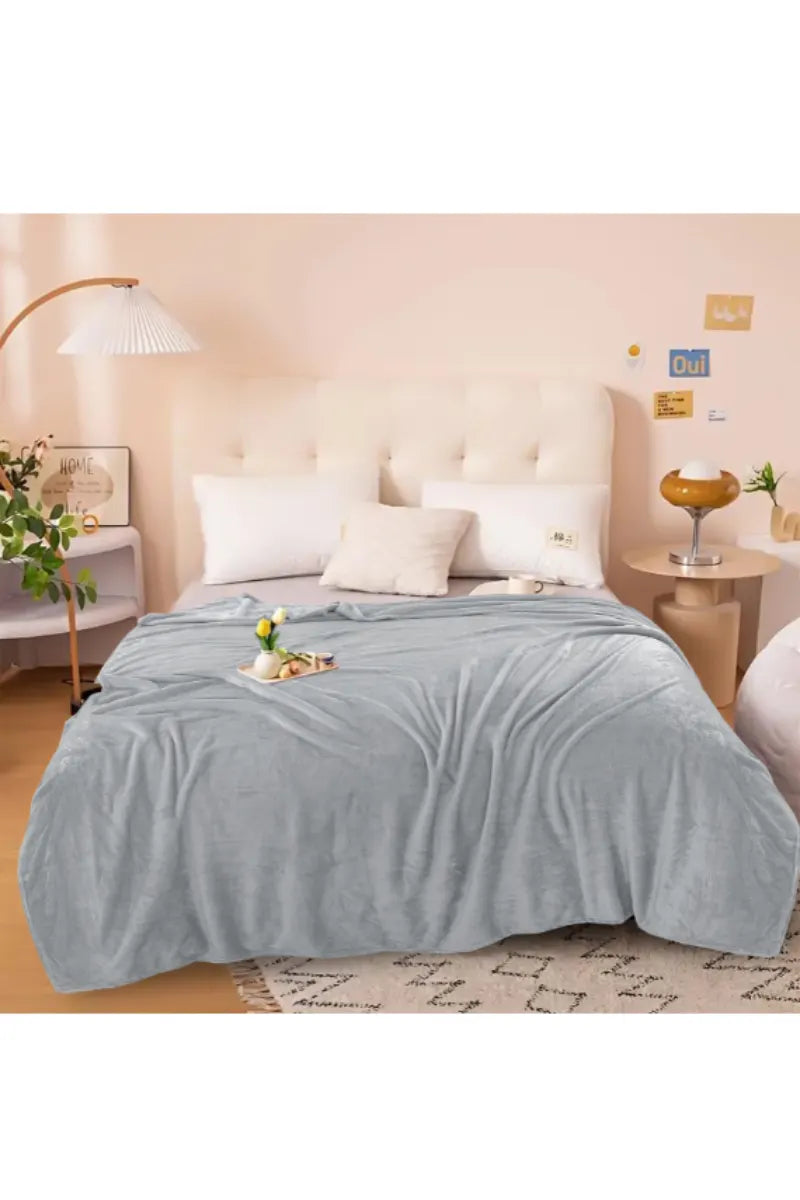 Elegant Embossed Blanket | Luxury Coral AC Fleece (Gray)