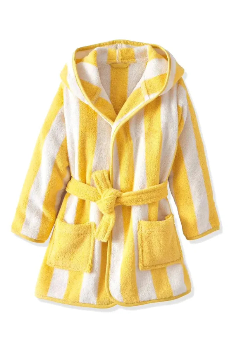 Hooded Striped Kids Bathrobe – Yellow (Ages 4 to 12)