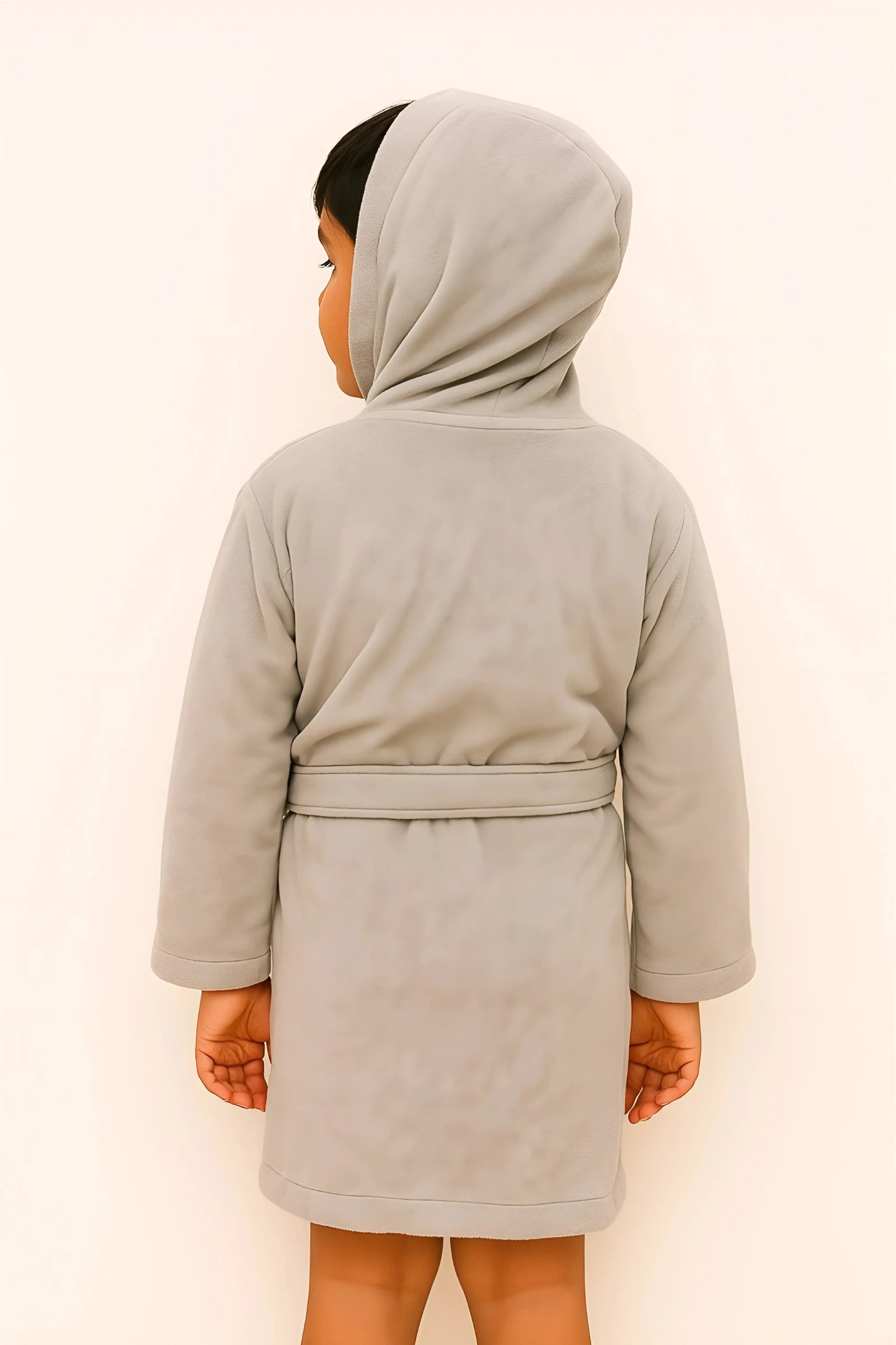 Kids Cotton Velvet Bathrobes (Light Grey)