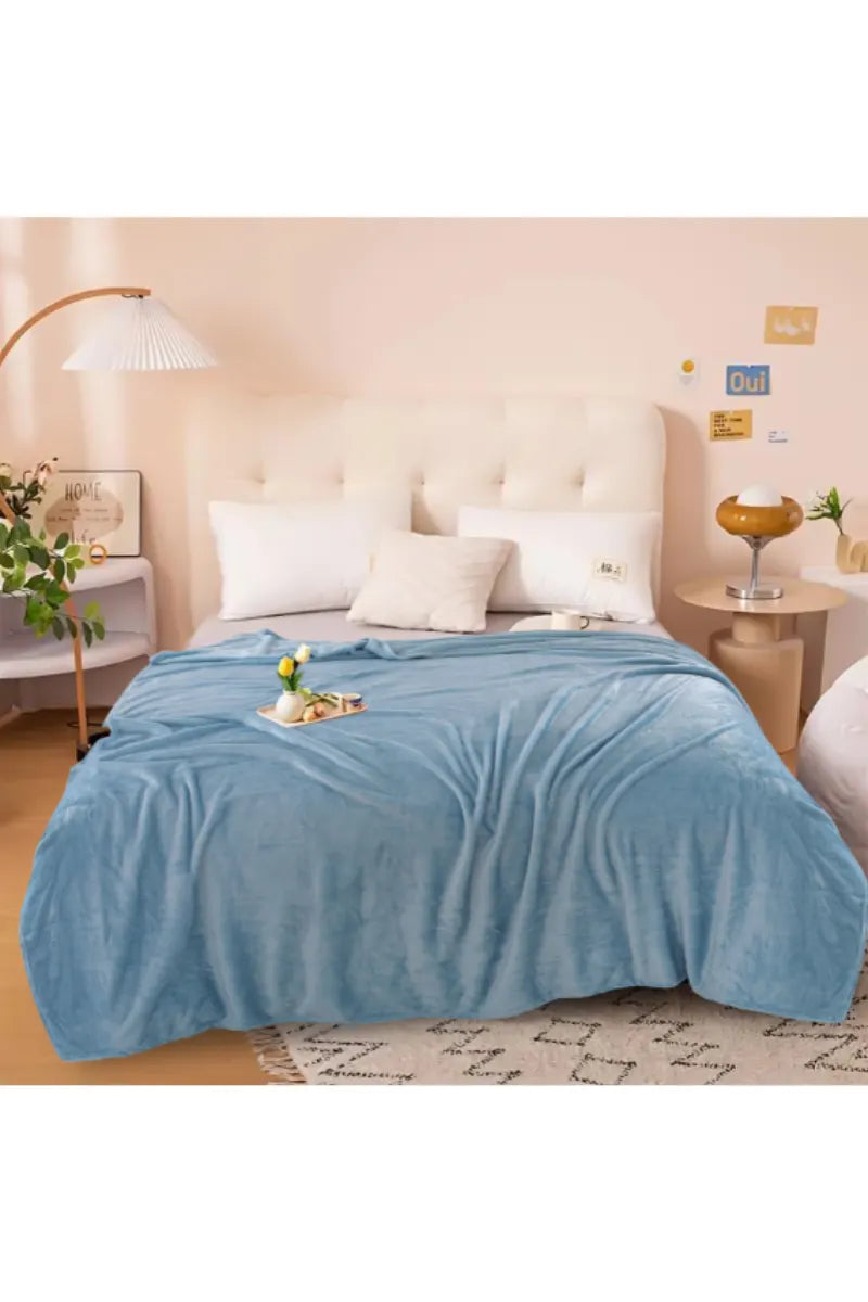 Elegant Embossed Blanket | Luxury Coral AC Fleece (Light Blue)
