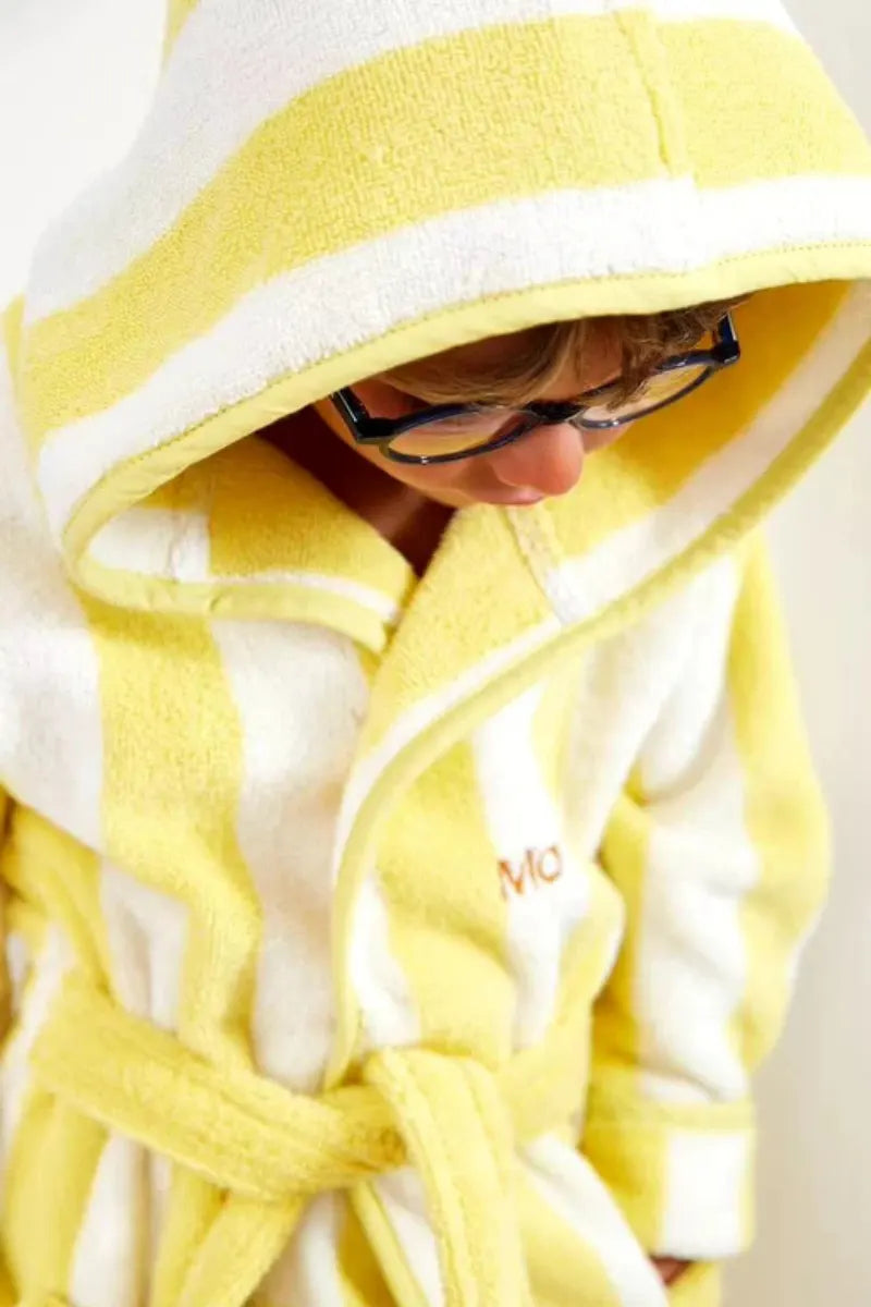 Hooded Striped Kids Bathrobe – Yellow (Ages 4 to 12)