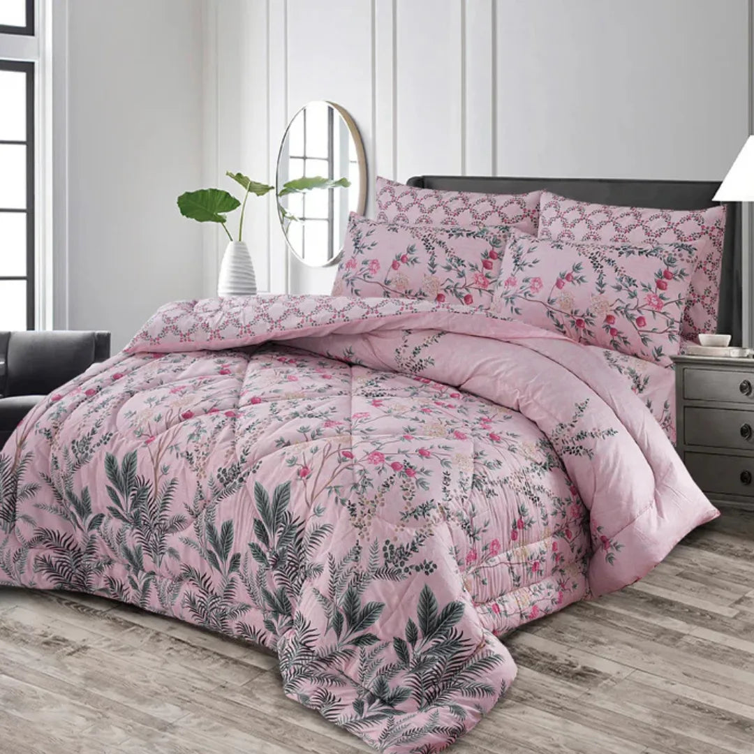 Signature Pink Cotton Comforter Set – 7 Pieces