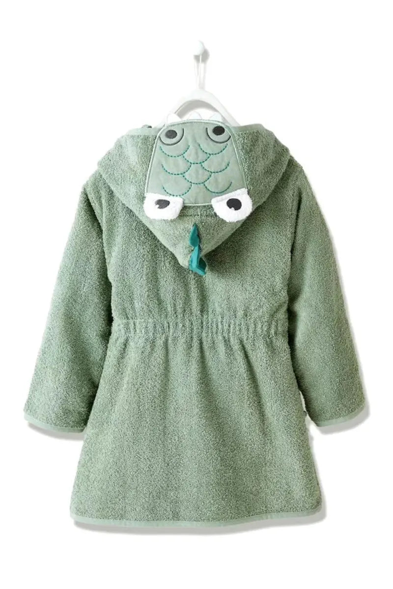 Crocodile Hooded Kids Bathrobe – Green (Ages 4 to 10)