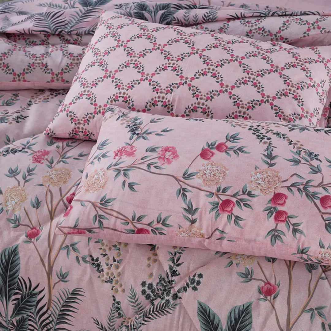 Signature Pink Cotton Comforter Set – 7 Pieces