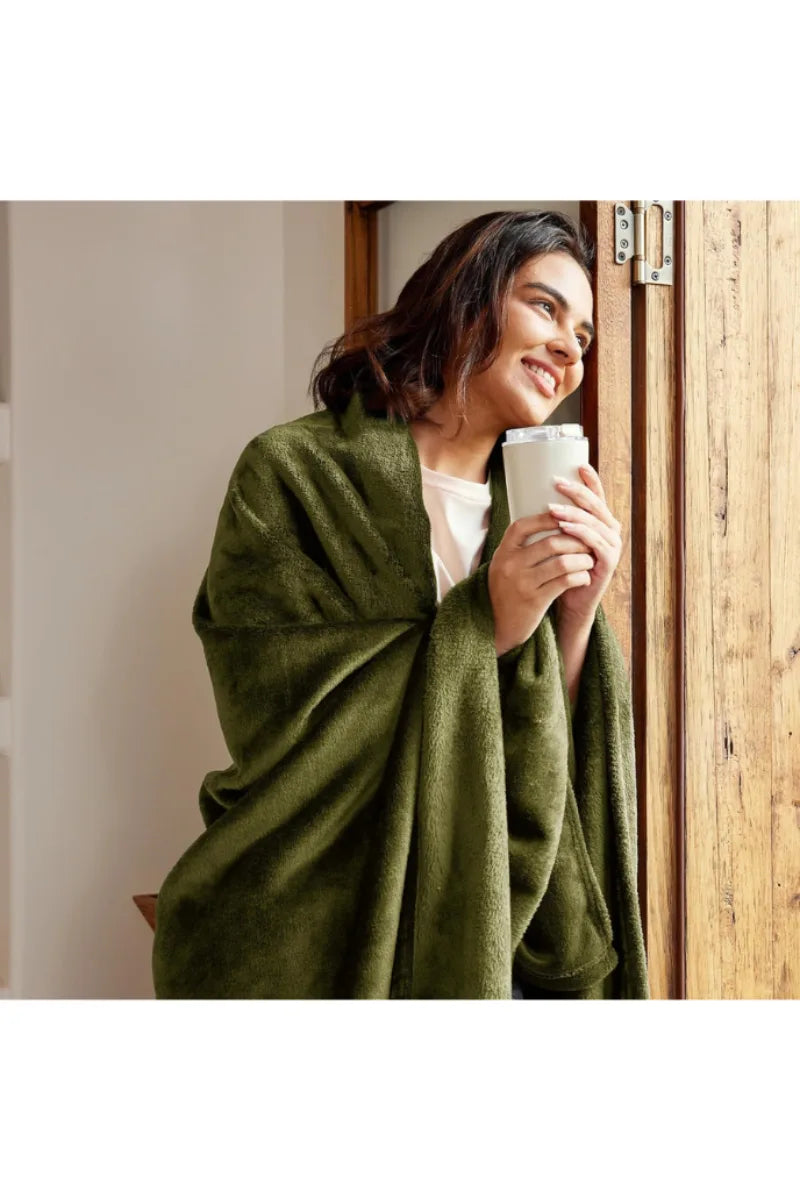 Luxury Soft Fleece AC Blanket (Olive Green)