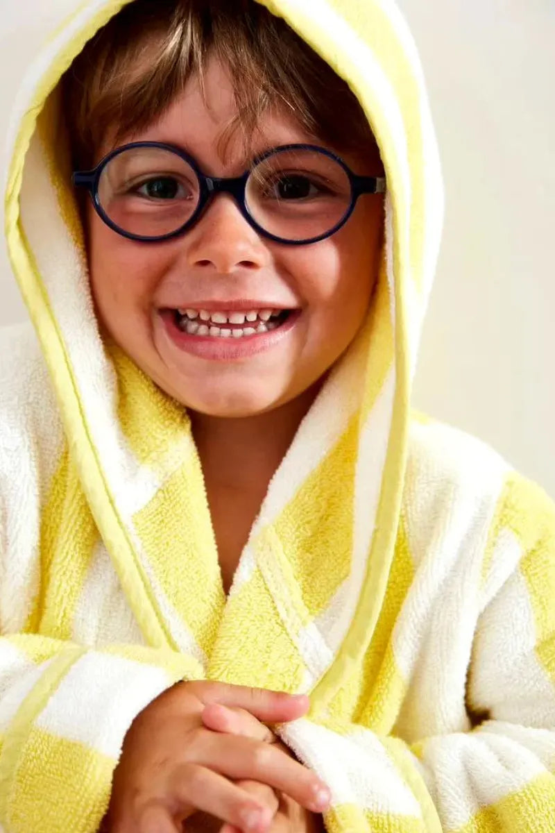 Hooded Striped Kids Bathrobe – Yellow (Ages 4 to 12)