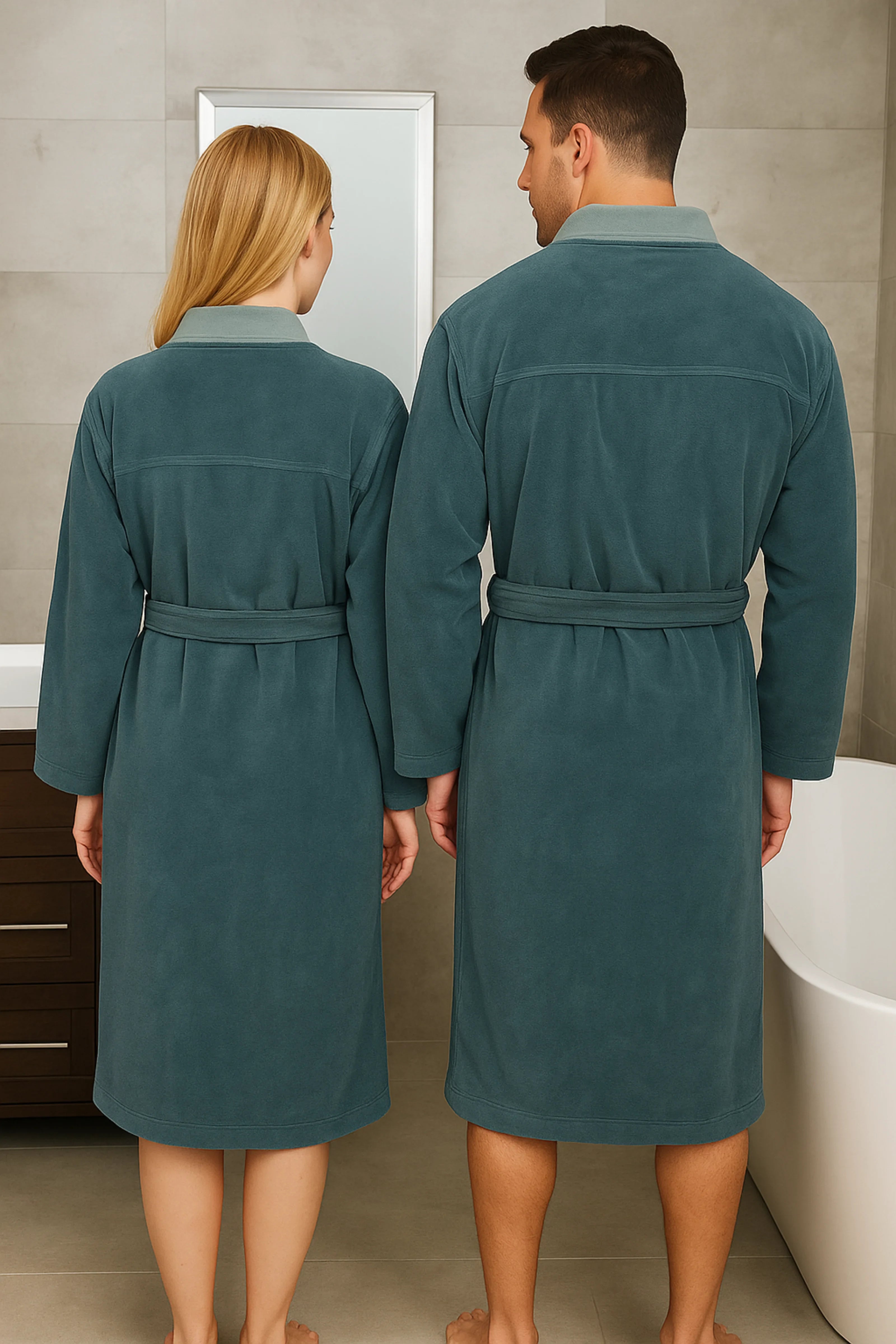 Premium Lacoste Cotton Bathrobe | 100% Cotton | Light Teal