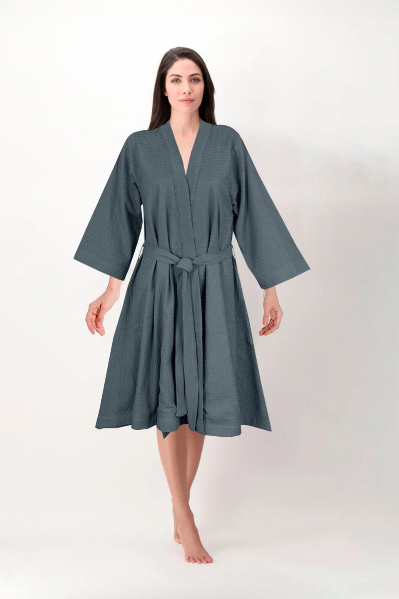Dark Gray Cotton Bathrobe Set | Unisex | Soft & Stylish