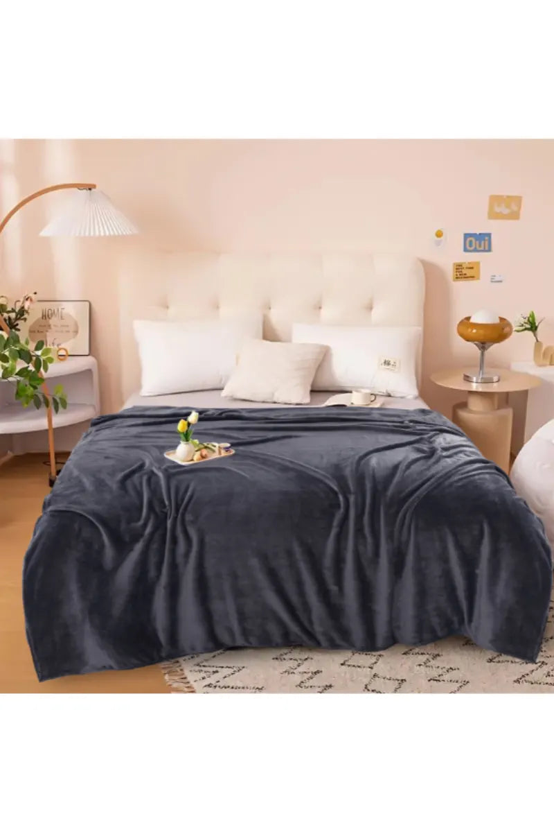 Elegant Embossed Blanket | Luxury Coral AC Fleece (Black)
