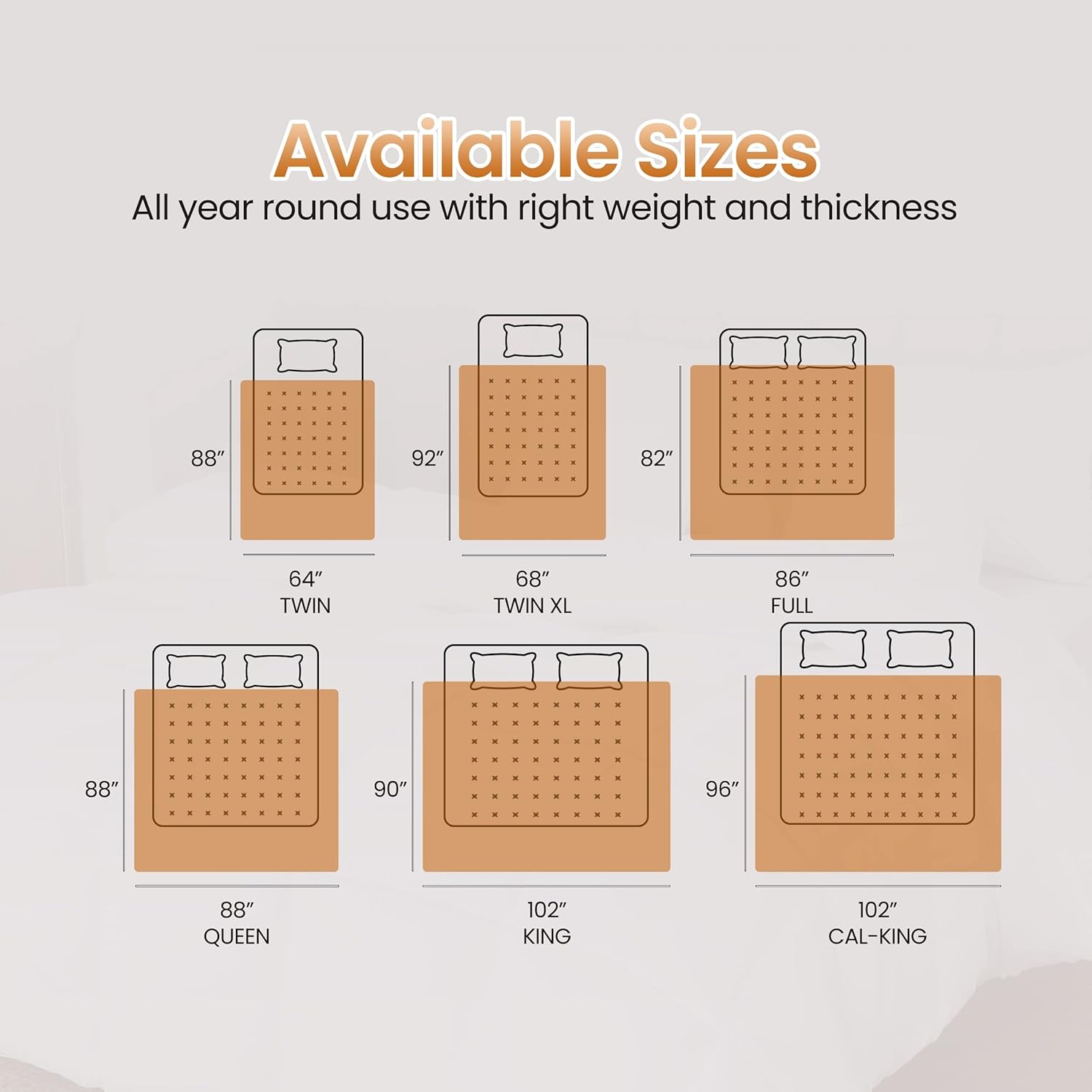 Soft Burnt Orange Quilted Comforter with Corner Tabs