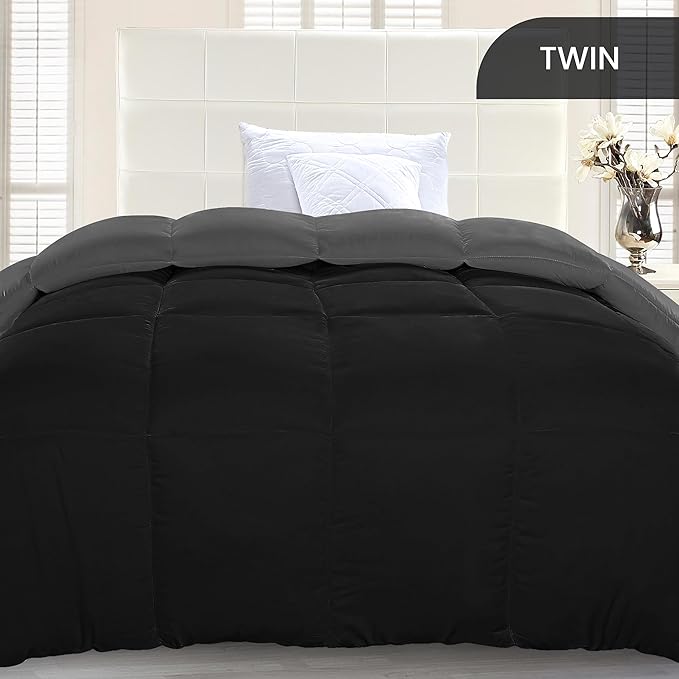 Soft Black/Gray Quilted Comforter with Corner Tabs