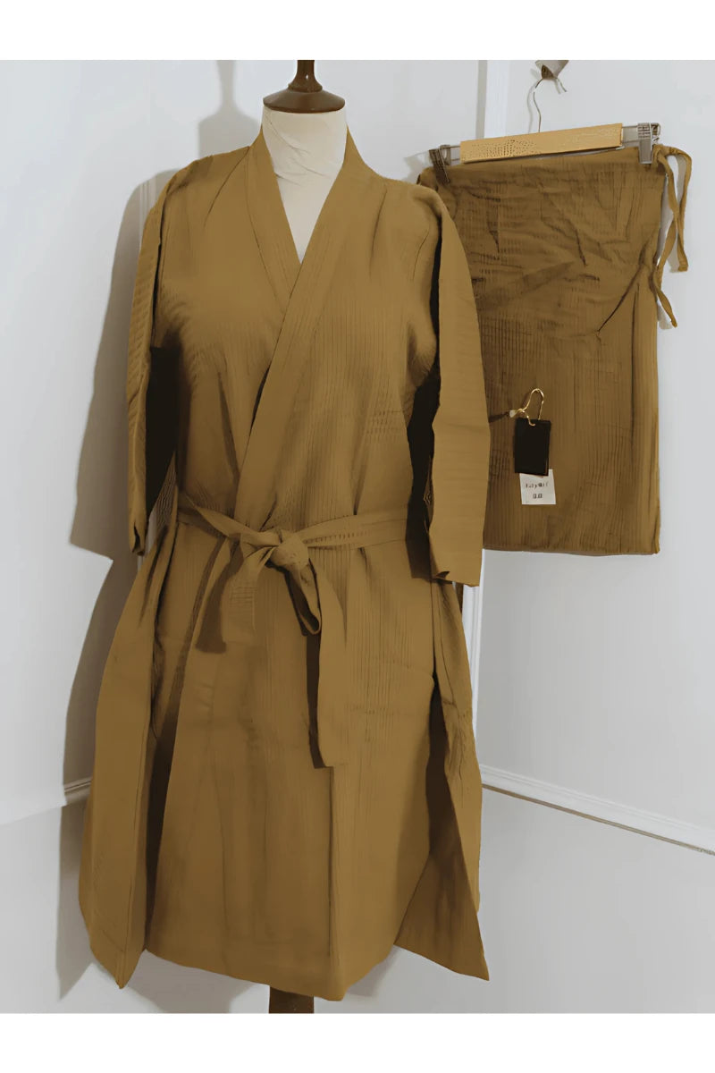 Brown Cotton Bathrobe Set | Unisex | Soft & Stylish