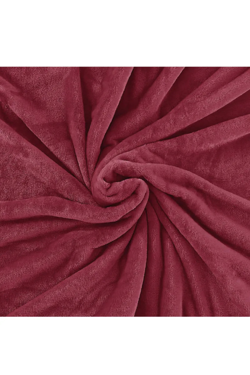 Elegant Embossed Blanket | Luxury Coral AC Fleece (Maroon)