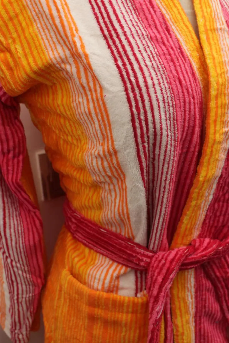 Vibrant Striped Cotton Bathrobe | Woman Comfort & Style