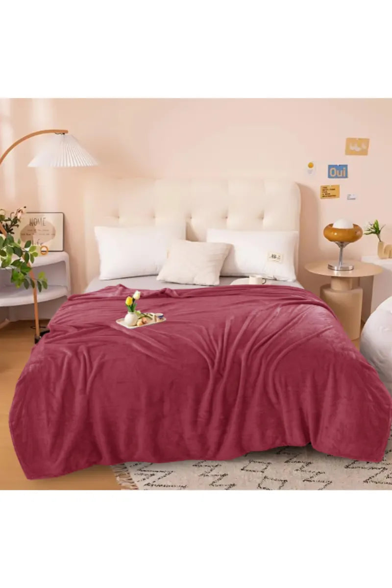 Elegant Embossed Blanket | Luxury Coral AC Fleece (Maroon)