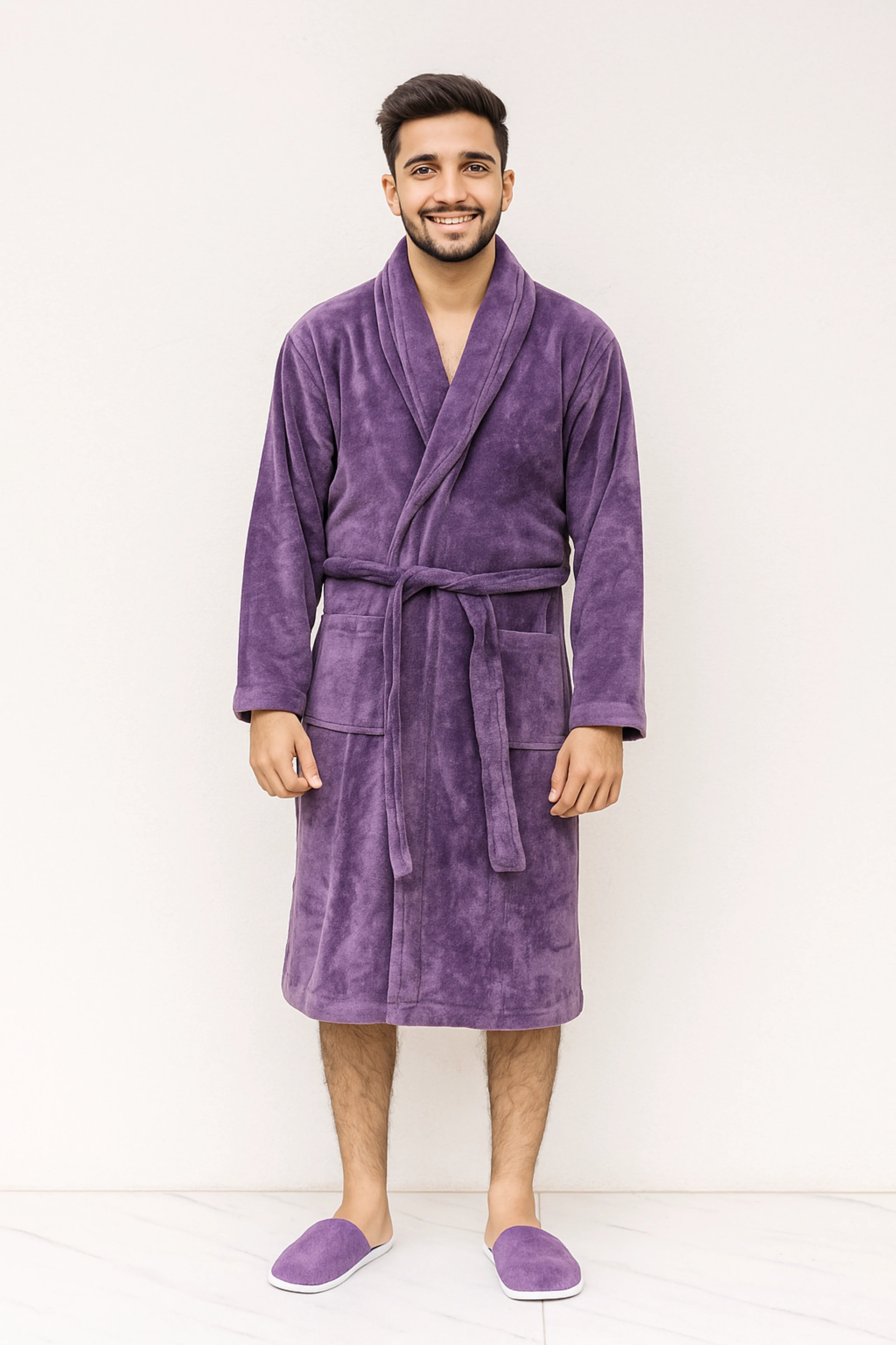 Unisex Plush Bathrobe – Rich Purple, Soft Microfiber, Luxurious Fit