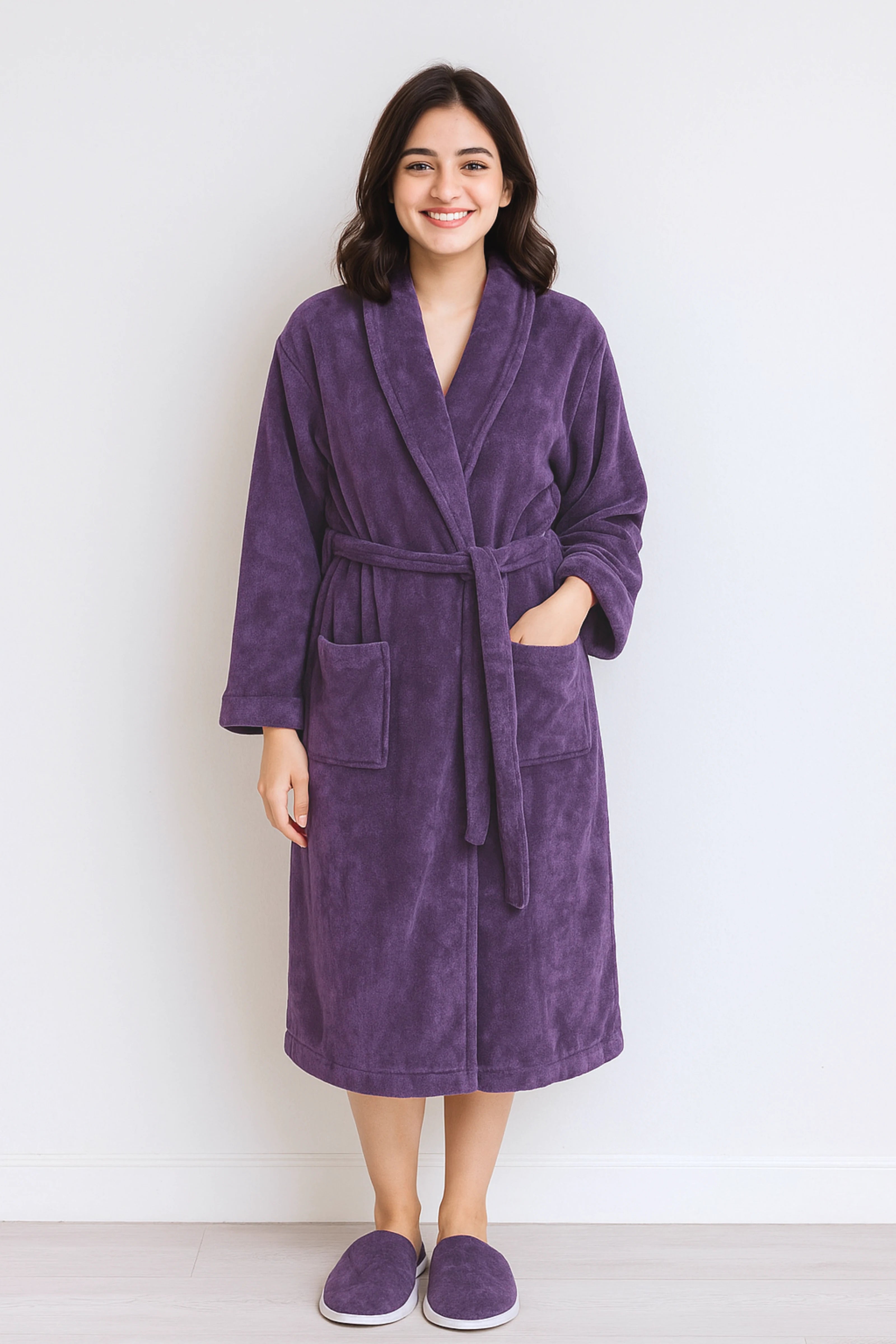 Unisex Plush Bathrobe – Rich Purple, Soft Microfiber, Luxurious Fit
