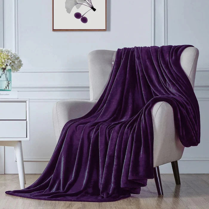 Elegant Embossed Blanket | Luxury Coral AC Fleece (Purple)