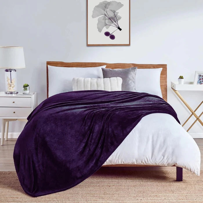 Elegant Embossed Blanket | Luxury Coral AC Fleece (Purple)