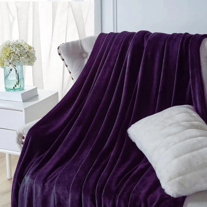 Elegant Embossed Blanket | Luxury Coral AC Fleece (Purple)