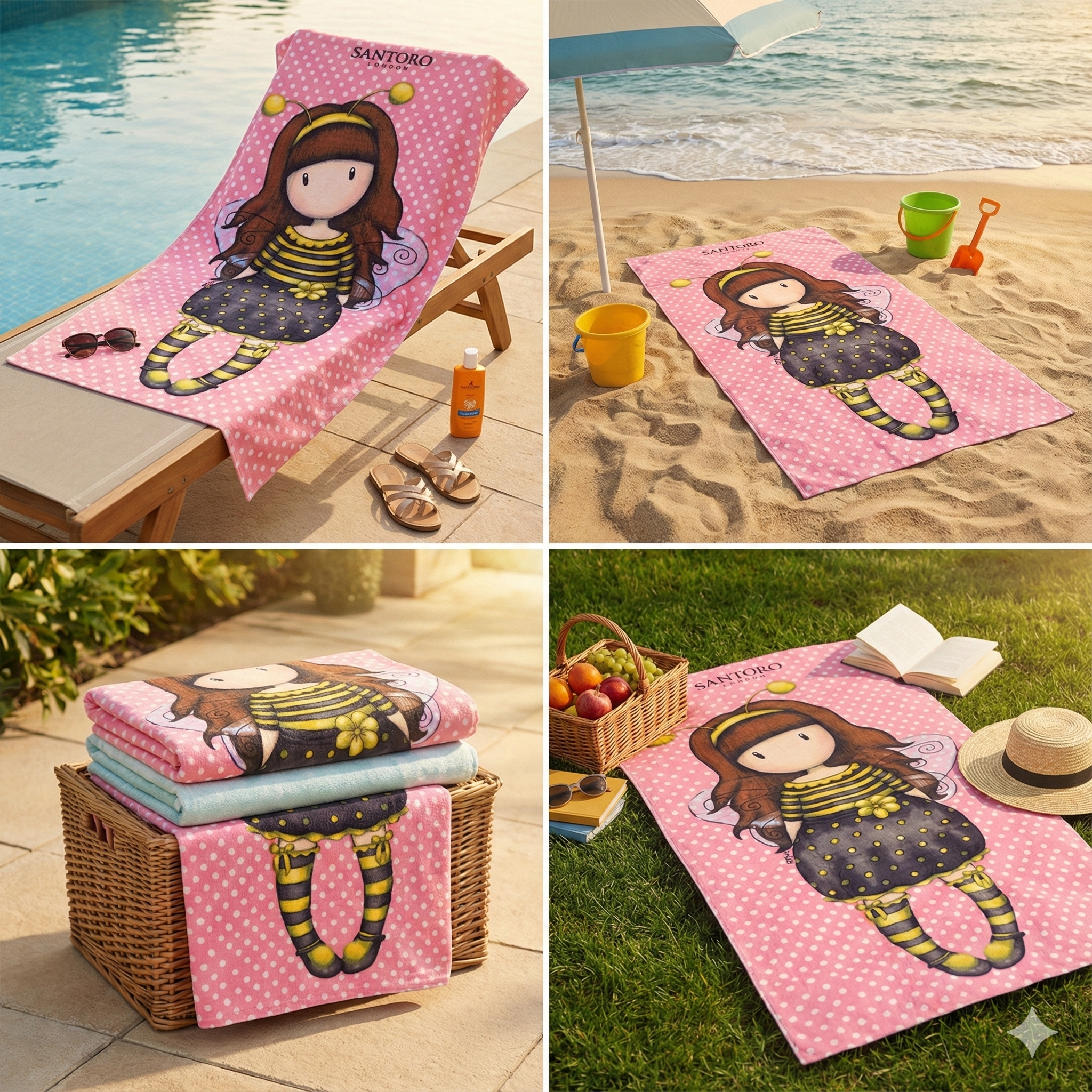 Santoro doll Girls favourite Towel – Fun & Colorful for Kids 30x60 inches