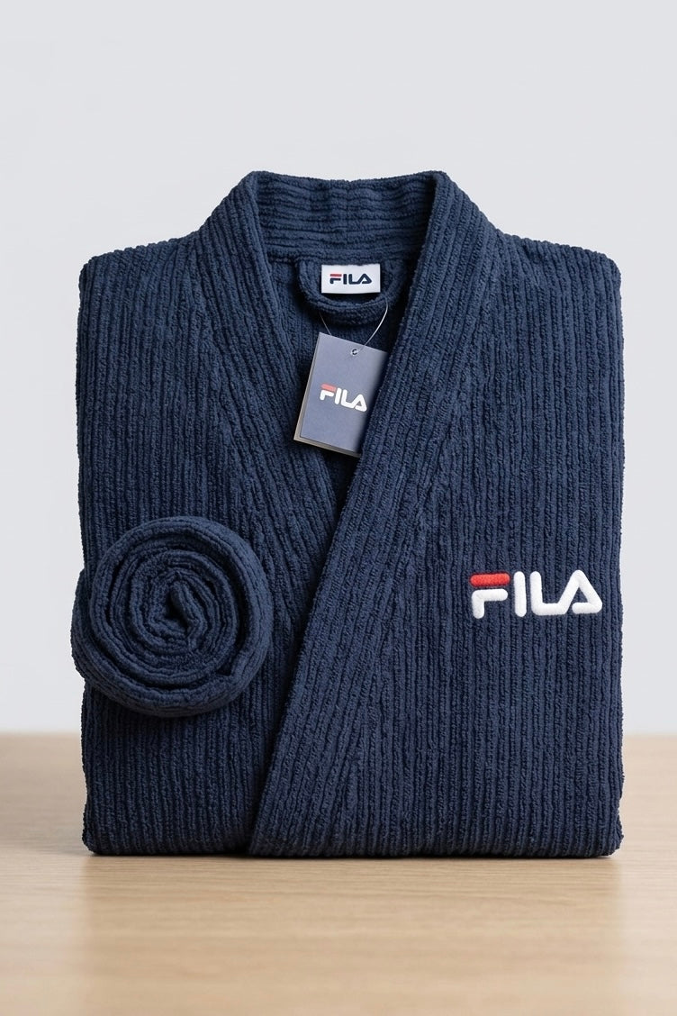 Kimono Branded cotton Bathrobe  |cream & navy blue | couple gift