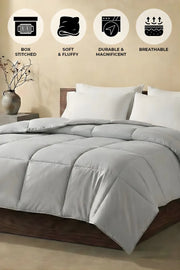Soft Light Gray Quilted Comforter with Corner Tabs