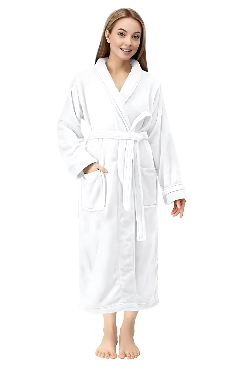 Plush Women’s Fleece Bathrobe Long Shawl Collar