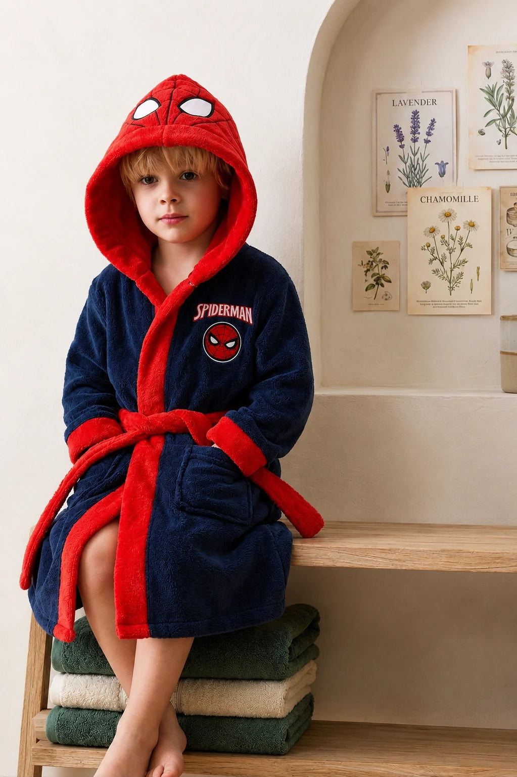 Spider man Hooded Kids Bathrobe – navy (Ages 4, 6, & 8)