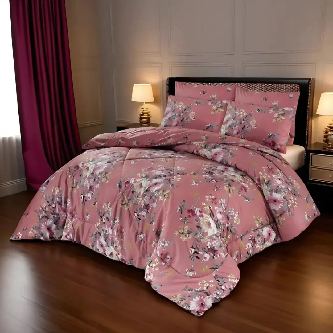 Signature Pink Cotton Comforter Set – 7 Pieces
