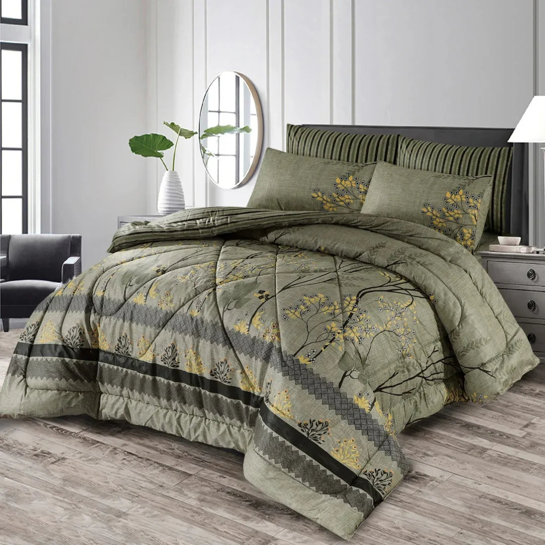 Signature Cement Cotton Comforter Set – 7 Pieces