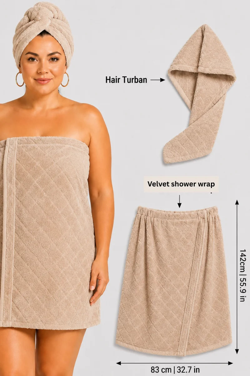 Beige Shower Wrap | Women's Special | Velvet Fabric | Highly Absorbent