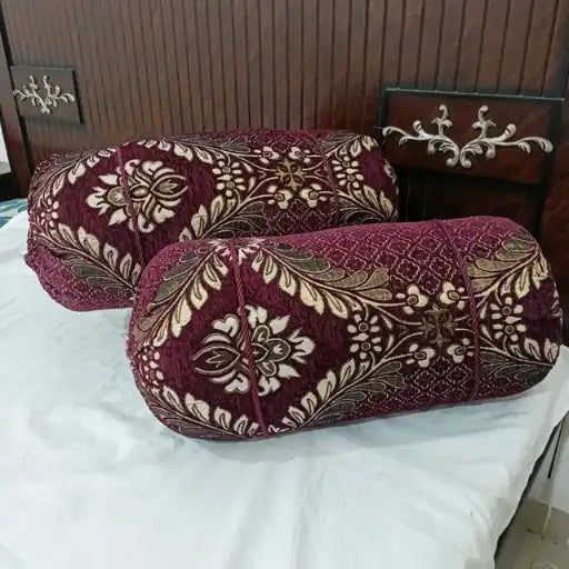 Velvet Jacquard Round/GOLL Pillow Covers – Pack of 2