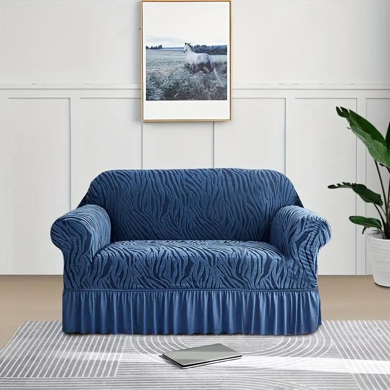 Zebra Stripe Gersey Sofa Covers (Blue)