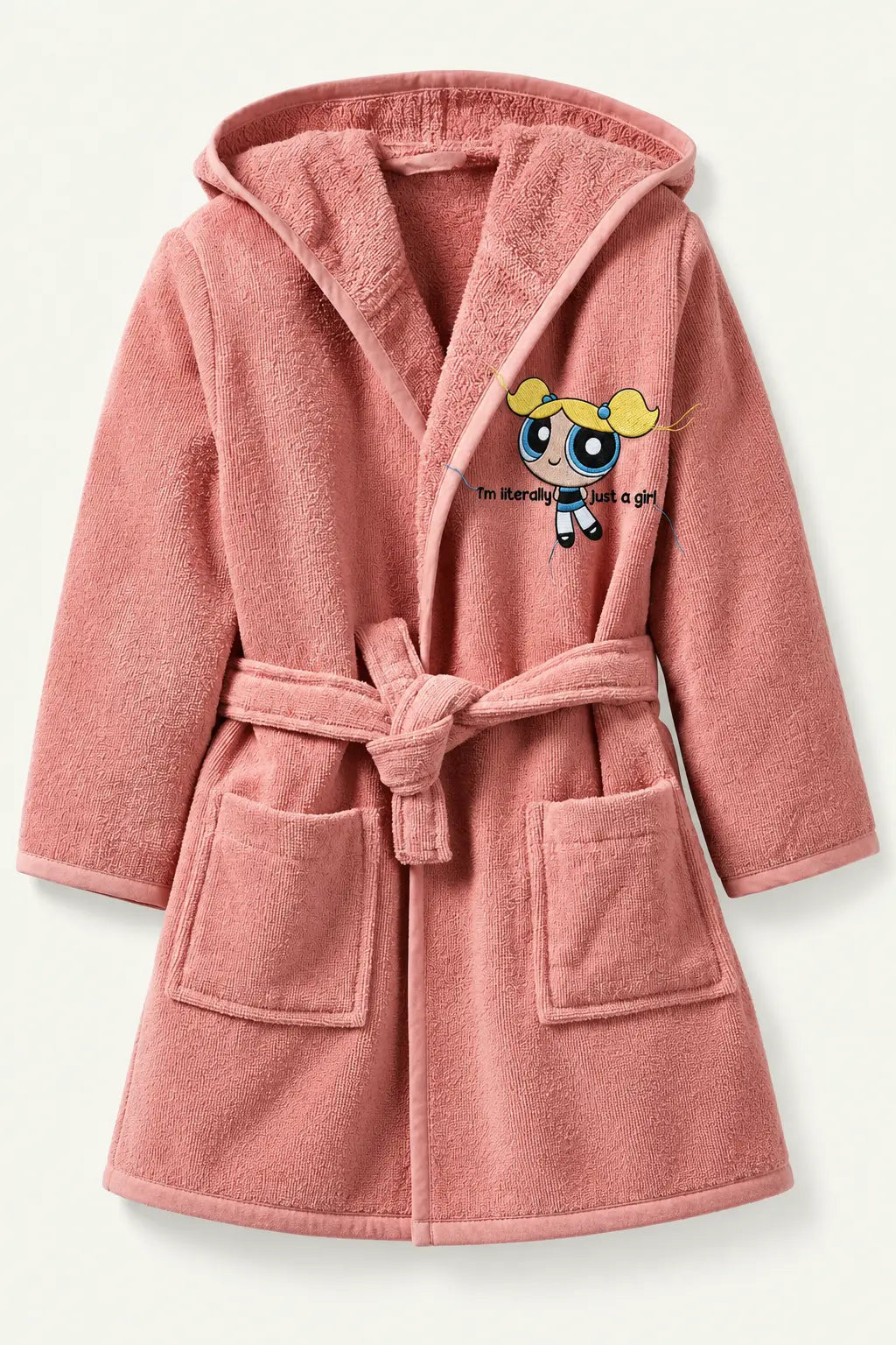 Powerpuff Girls Bubbles Hooded Kids Bathrobe – (Ages 2, 4, 6, 8, 10, 12 & 14 Years)
