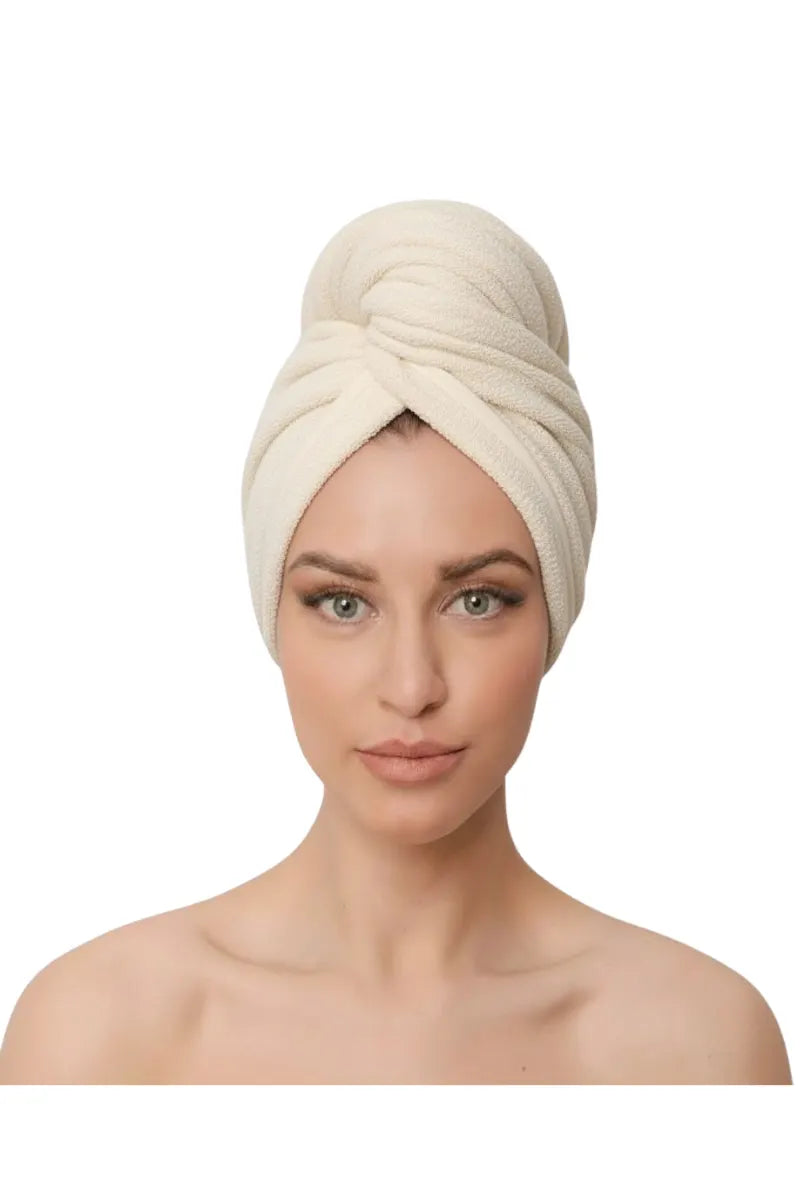 Velvet Hair Dry Cap (Turban Style) – Fast Dry, Frizz-Free & Stylish