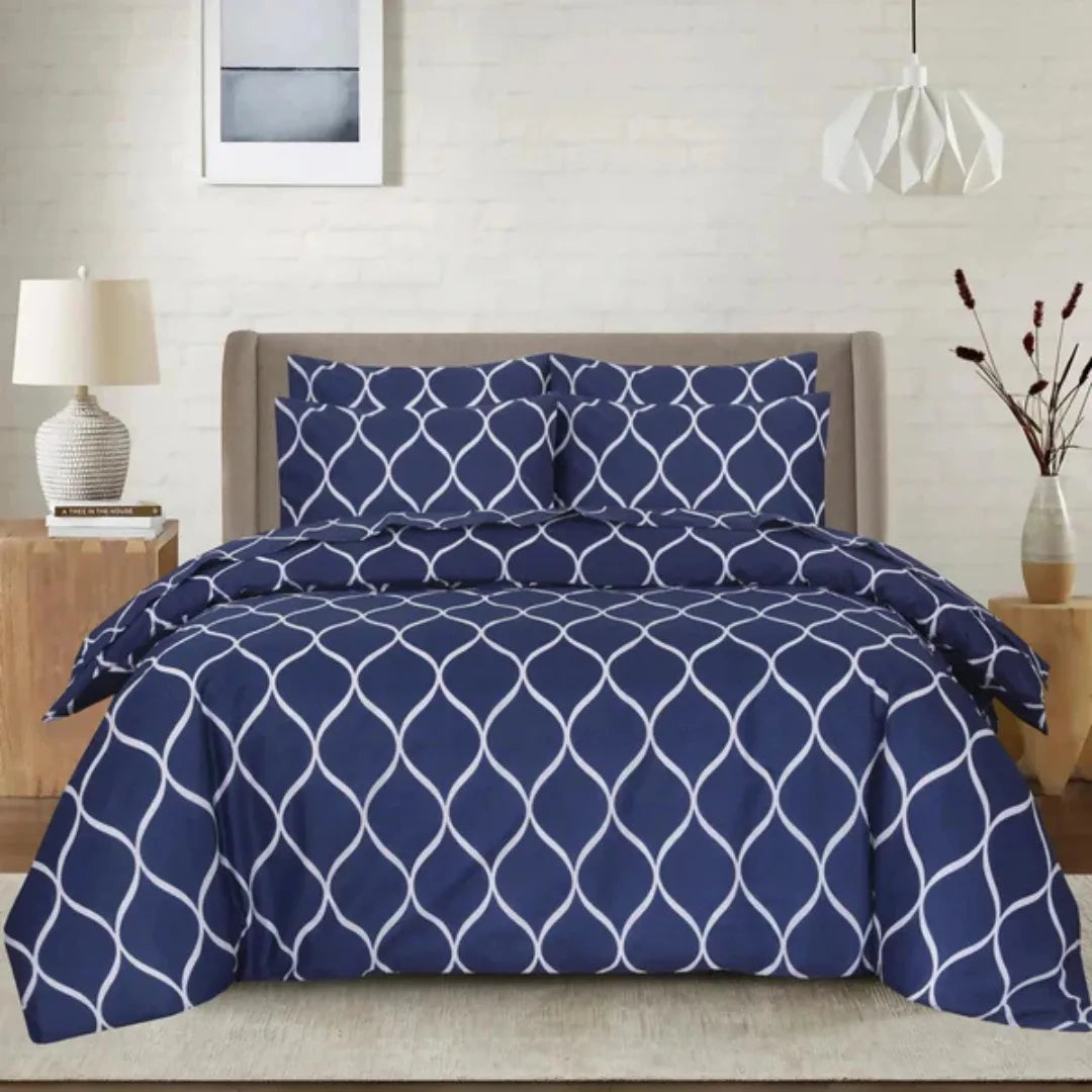 Blue Pure Cotton Comforter Set – 6 Pieces