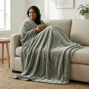 Premium Grey Dyed Embossed AC Fleece Blanket