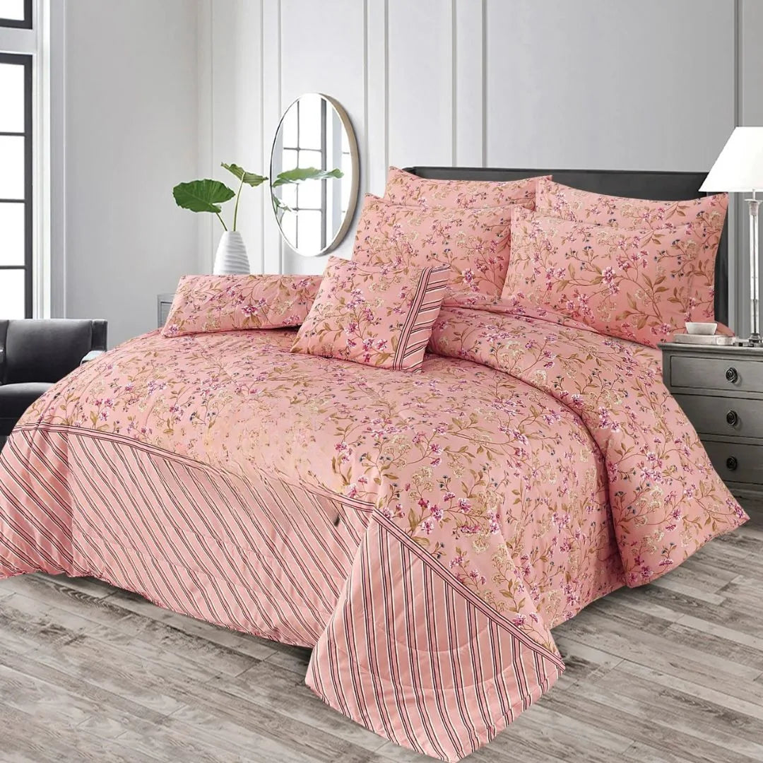 Pink Linep Pure Cotton Comforter Set – 7 Pieces