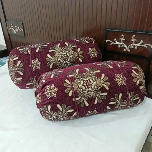 Velvet Jacquard Round/GOLL Pillow Covers – Pack of 2