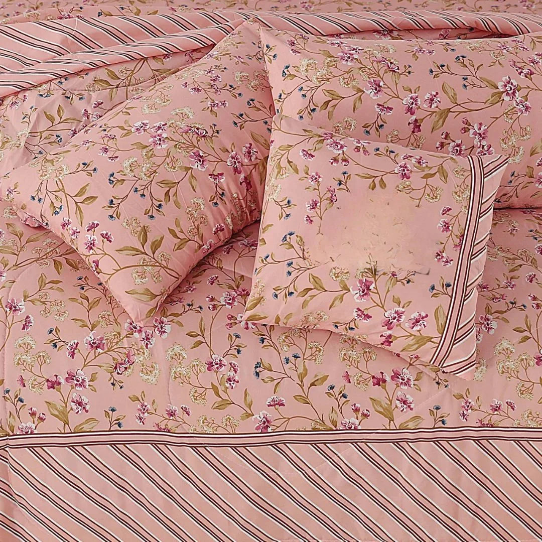 Pink Linep Pure Cotton Comforter Set – 7 Pieces