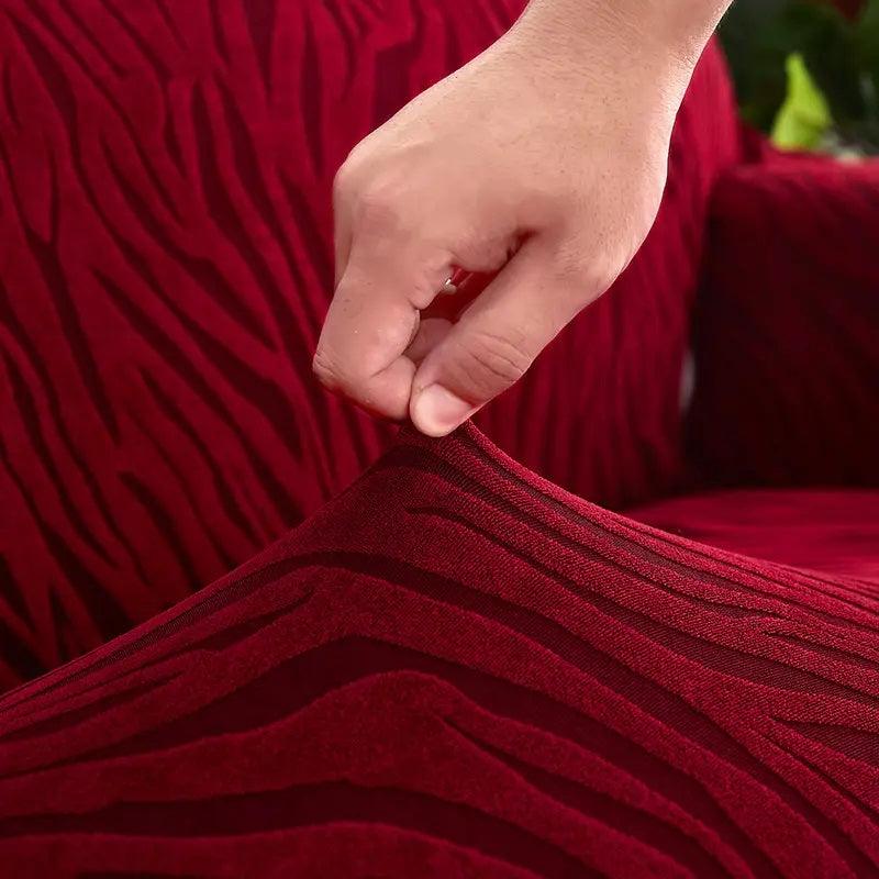 Zebra Stripe Gersey Sofa Covers (Maroon)