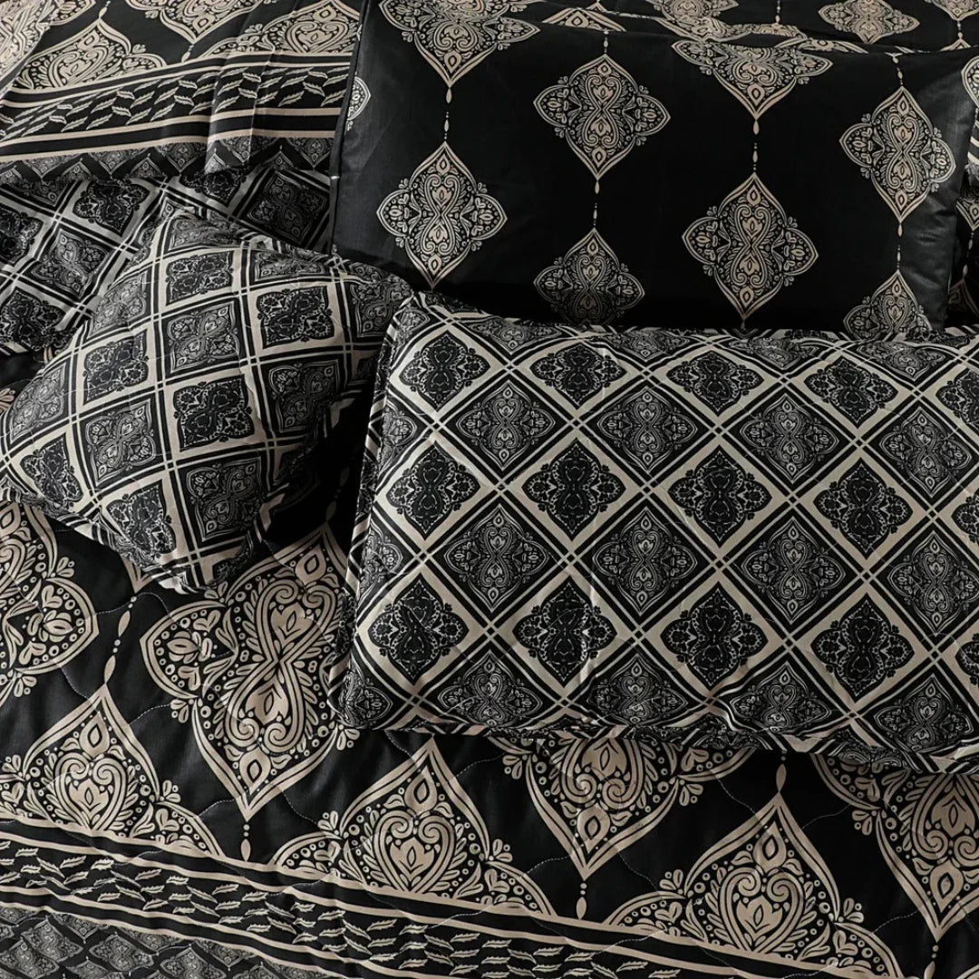 Signature Black Palermo Cotton Comforter Set – 7 Pieces
