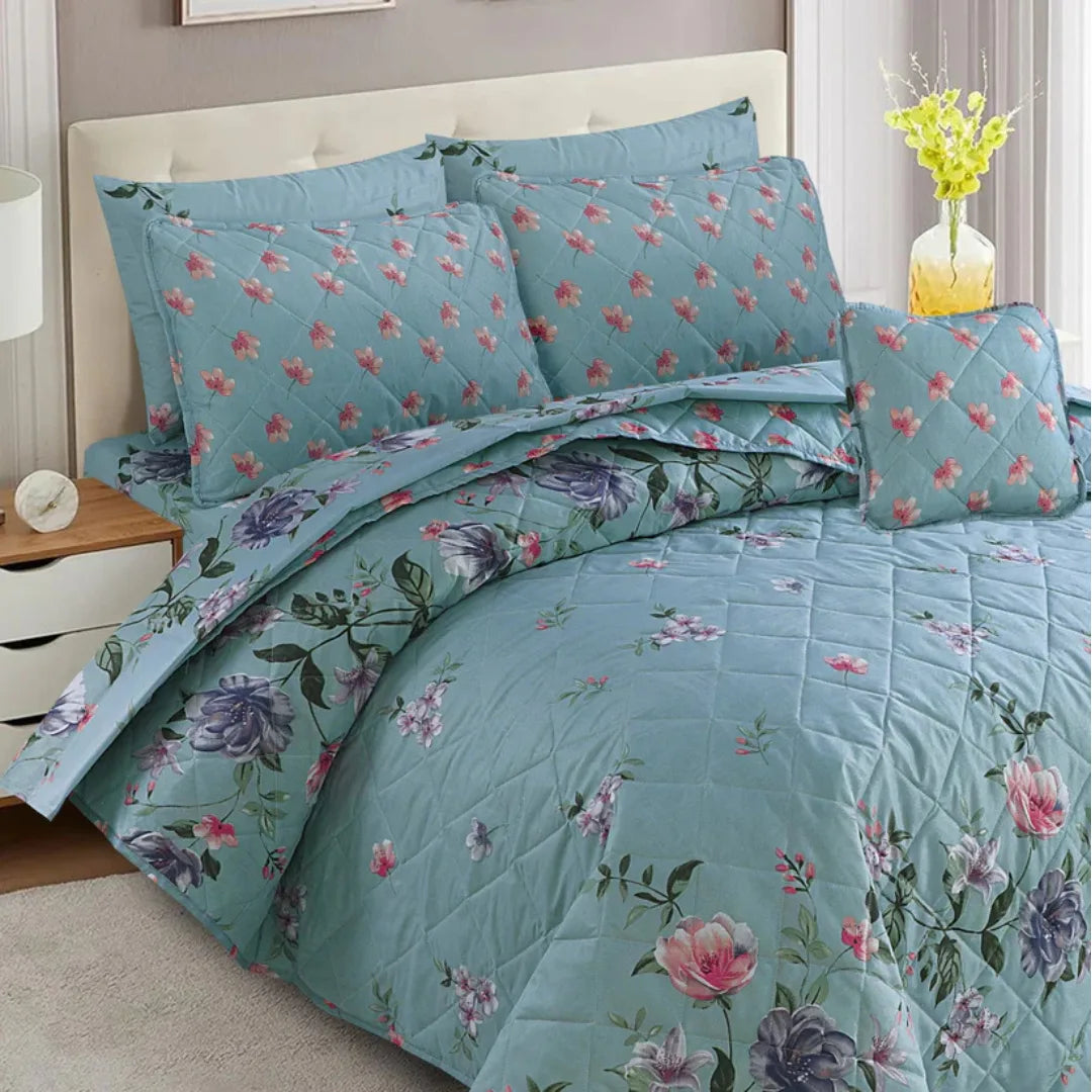 Signature Sky Leaf Cotton Comforter Set – 7 Pieces
