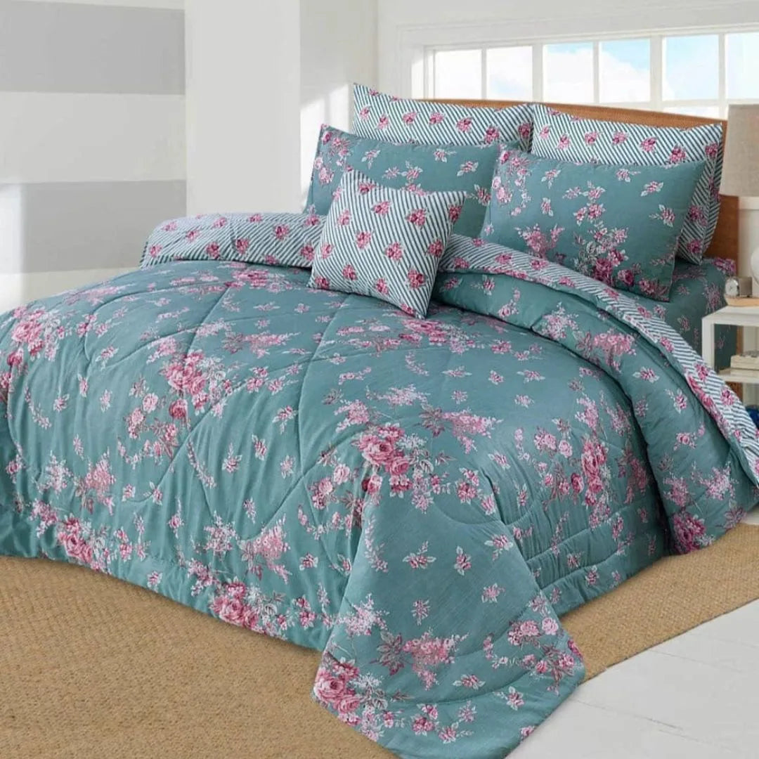 Wavy Ash-1011 Cotton Comforter Set – 7 Pieces